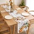 thumbnail image 3 of Green Orange Fall Table Runner - 108 Inch Long Thanksgiving Pumpkins Maple Leaf Vintage Cotton and Linen Blended Dress Scarves Farmhouse Table Runner for Kitchen Dining, Coffee Table, 13" x 108", 3 of 8