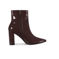 thumbnail image 4 of BLISSFUL STEP Women's Boots Pointed Toe Zipper Patent Leather Ankle Chunky Boots Coffee 6, 4 of 7