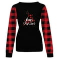 thumbnail image 3 of Christmas Graphic Tee Shirt for Women Plaid Long Sleeve Crewneck T-Shirt Merry Christmas Print Holiday Gift Tops, 3 of 4