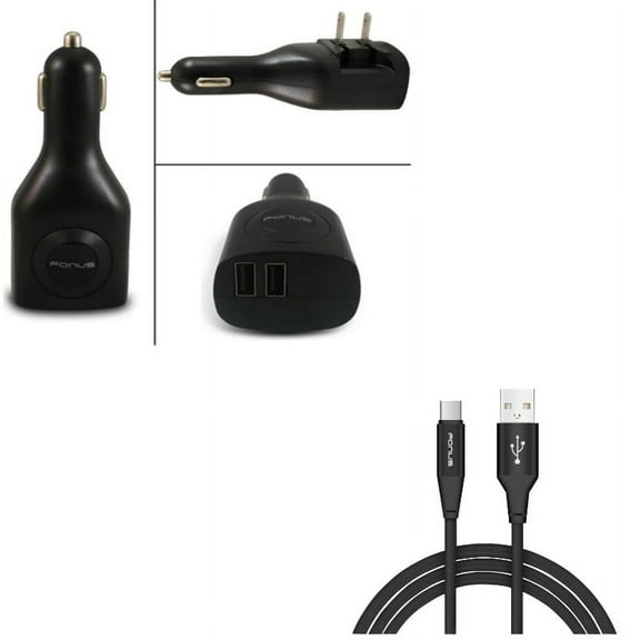 Power Cord Type-C 10ft USB Cable w 2-in-1 2-Port USB Car Home Charger W8R for Samsung Galaxy Tab S6 10.5 S5e 10.5 S4 10.5 Note 10 Plus A 10.1 (2019) Fold A20 A10e - Sony Xperia 5 10 Plus 1