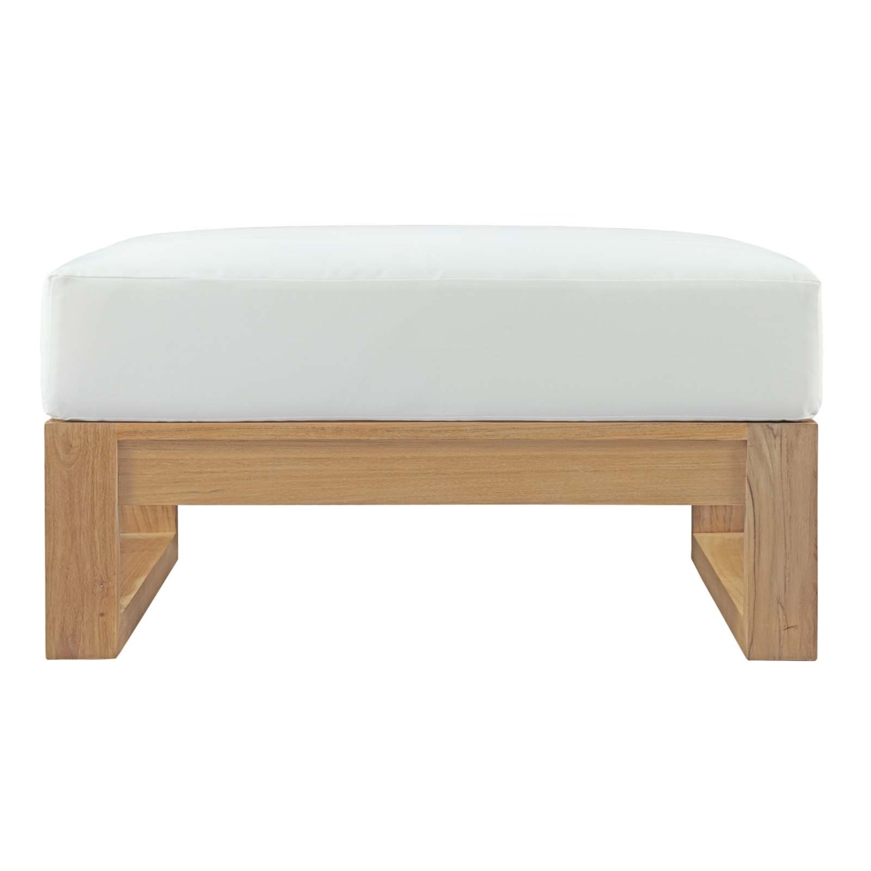 Modway Upland Outdoor Patio Teak Ottoman in Natural White - image 2 of 4