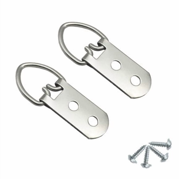 Eesteck 40 Pack D-Ring Steel Picture Hangers Heavy Duty With Screws Picture Frames Double Holes Clasp Picture Hang Solutions
