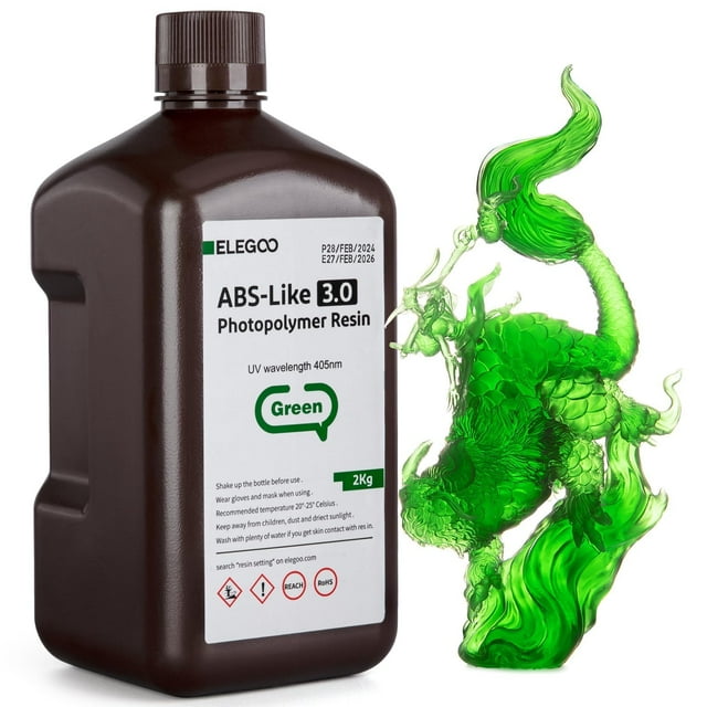 Impresora 3D de resina ELEGOO tipo ABS 3.0 405 nm, 2 kg, verde transparente
