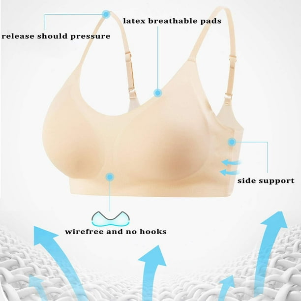 Comfortable Bras, Seamless Wire Free Everyday Bras , V Neck Soft and Light  Basic Bras for Women 
