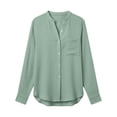 thumbnail image 4 of ClodeEU Women's Long Sleeve Henley Button Shirt ,Casual Loose Fit Classic Blouse Green,Womens Plus XXL, 4 of 5