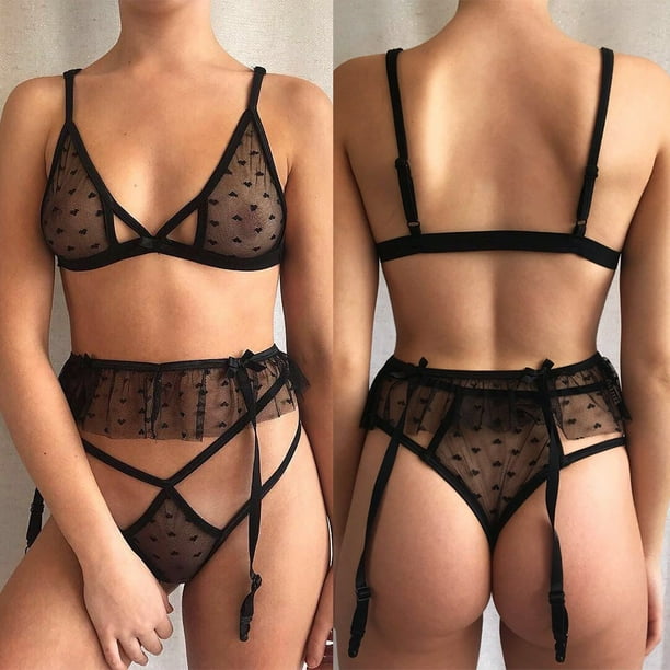 Sexy Lingerie Set Women Erotic Underwear Nightwear Bra Thongs Sm Sleepwear