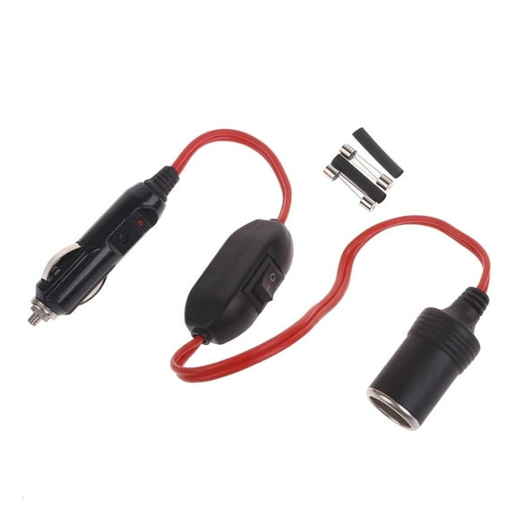 Yammee Car Cigarette Lighter Plug 12V 24V Extension Cable Adapter Socket with Switches