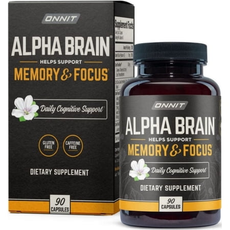 ONNIT Alpha Brain 90ct Capsules for Daily Cognitive Balance, Task Focus, and Steady Thought Flow