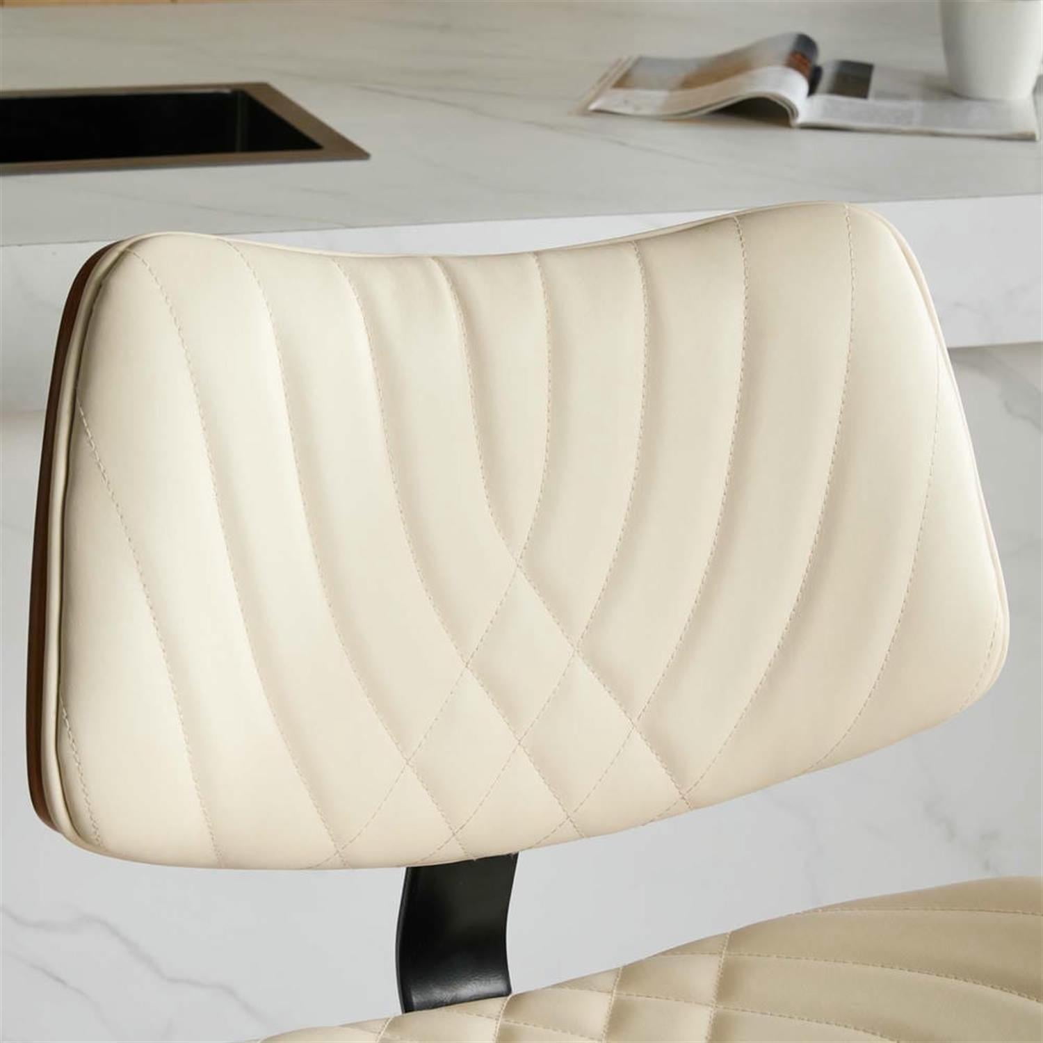 Demi Bonn 46" Adjustable Counter Height Bar Stools, Upholstered Swivel Barstools with Back, Kitchen Island Countertop Chairs for Dining Room, Beige