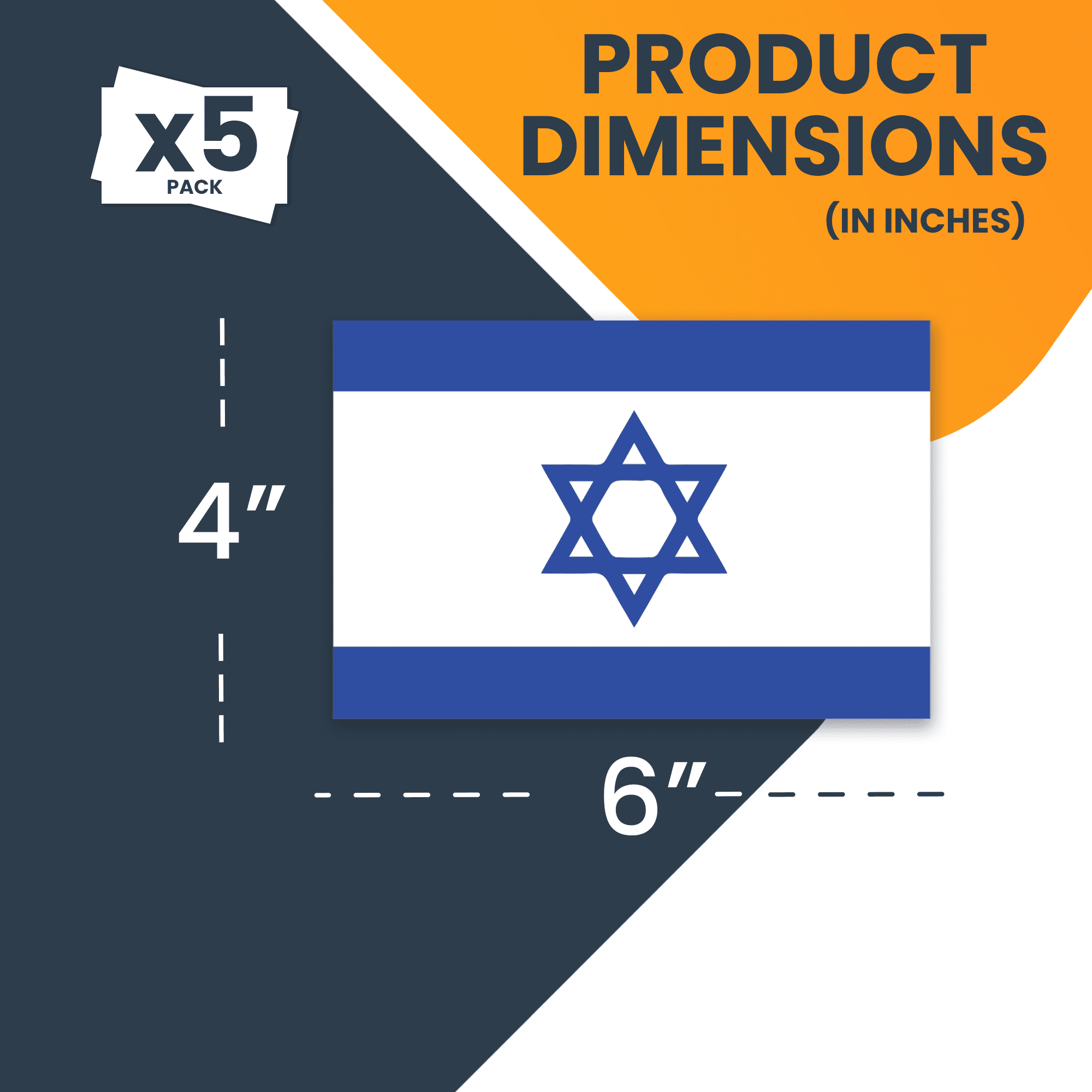 Magnet Me Up Israel Israeli Flag Magnet Decal, 4x6 Inches, 5 Pack, BLU and WHT