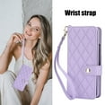 thumbnail image 3 of Wallet Case for Samsung Galaxy Z Fold 4 with Wrist Strap, Crossbody Shoulder Strap, Card Slots Purse Cover, Luxury PU Leather Stand Shockproof Phone Case for Samsung Galaxy Z Fold 4, Purple, 3 of 11