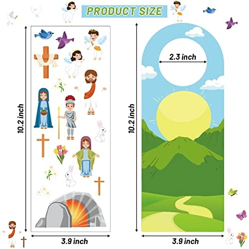 32Pcs Hacer una Pascua Él Vive Pegatina Escenas Puerta Nob Hangers, DIY Pascua Jesús Resur X1zuue X1zuue