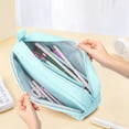 thumbnail image 5 of Rirool Large Capacity Pencil Case with Initial Letter, Expandable Pencil Pouch with Zipper, Cute Aesthetic Pen Bag for School Supplies, Kids Teen Girls Adults Green, 5 of 7