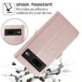 thumbnail image 6 of SaniMore for Google Pixel 7 Pro Buisness Case, Zipper Purse [Card Holders] Magnetic Clasp Kickstand Wrist/Crossbody Chain Lanyard PU Leather Wear-resistant Full Body Protective Wallet Shell, Rosegold, 6 of 8