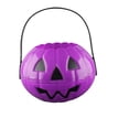 thumbnail image 1 of ZTTD Pumpkin Candy Bucket, Plastic Pumpkin Bucket 7x4 In Portable Pumpkin Pail with Handle Reusable Cute Halloween Candy Bucket for Trick or Treat Party, Halloween Pumpkin Bucket(Style2-Purple), 1 of 8