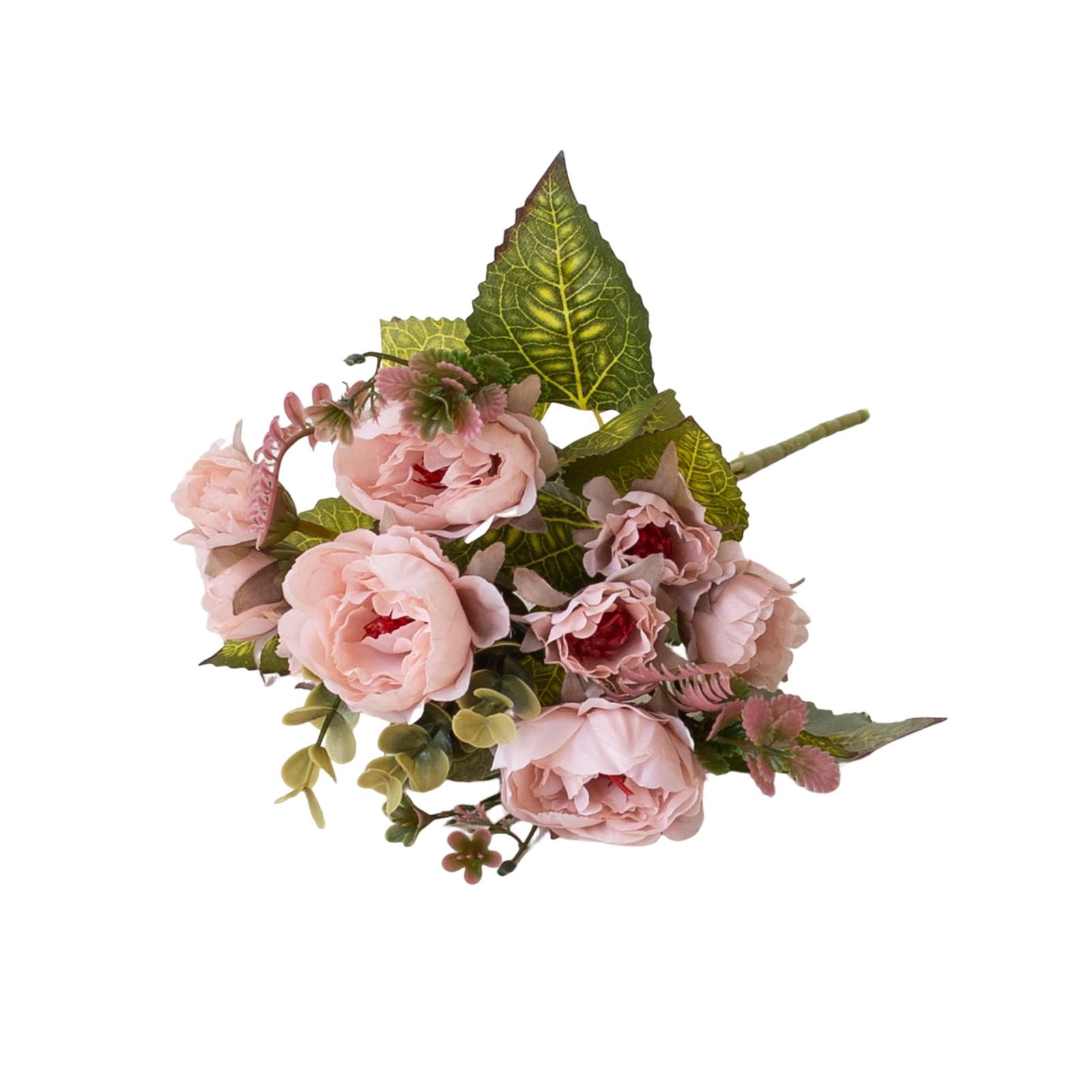 Artificial Flowers Silk Peony Rose Real Touch Fake Flowers Stem Vintage Bouquet for Home Wedding