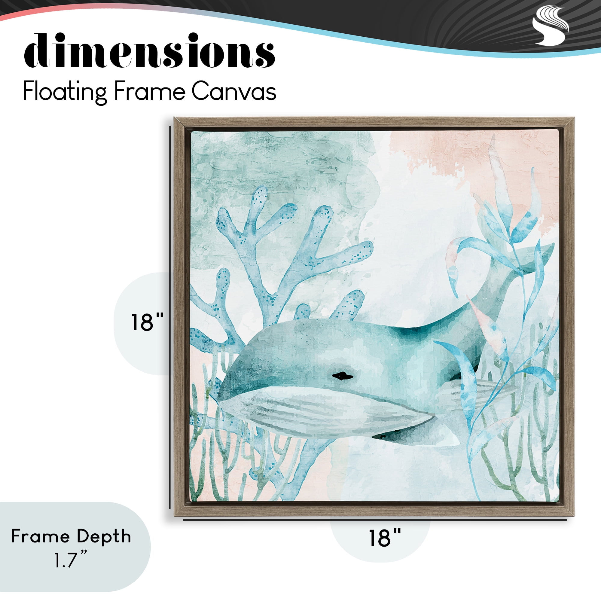 Stupell Industries Whale Sea Swim Brown Framed Floater Canvas Wall Art, design by Kim Allen
