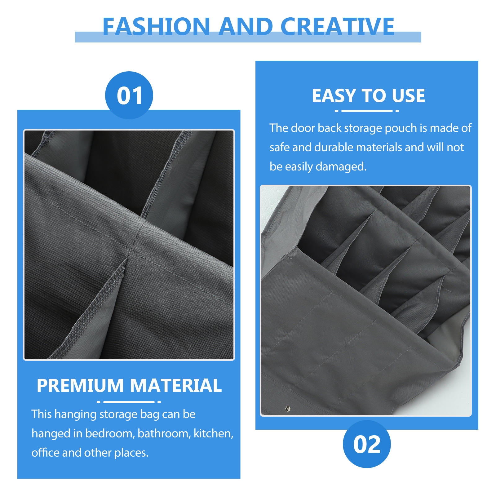 STRANDCHIC Storage Pocket Bag Hanging Storage Pouch 1 Set Multi Layer Grey