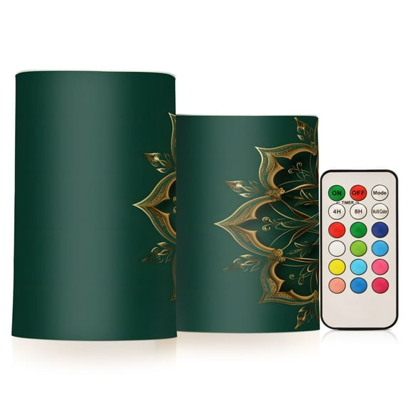 ALAZA Luxury Abstract Pattern 2 PCs LED Flickering Flameless Candles with Remote Timer Battery Operated Candle