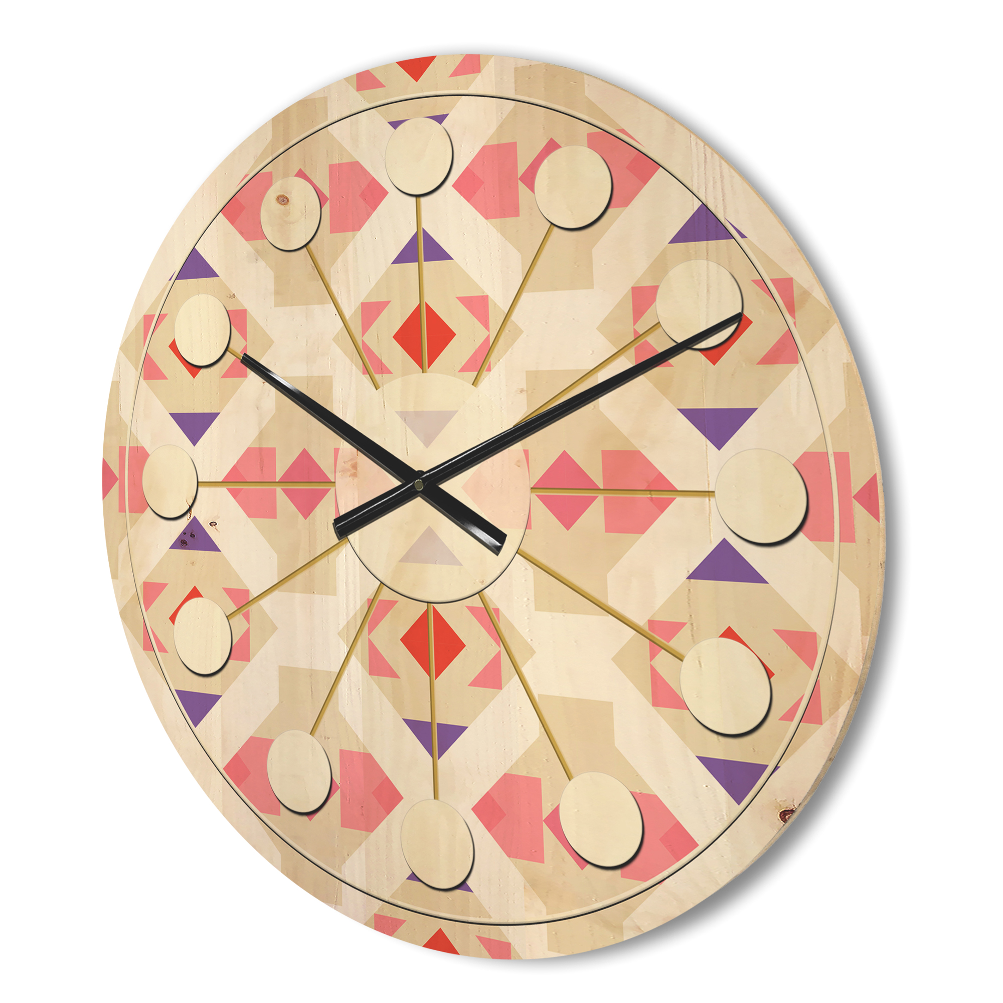 Designart 'Retro Triangular Design VII' Mid-Century Modern Wood Wall Clock
