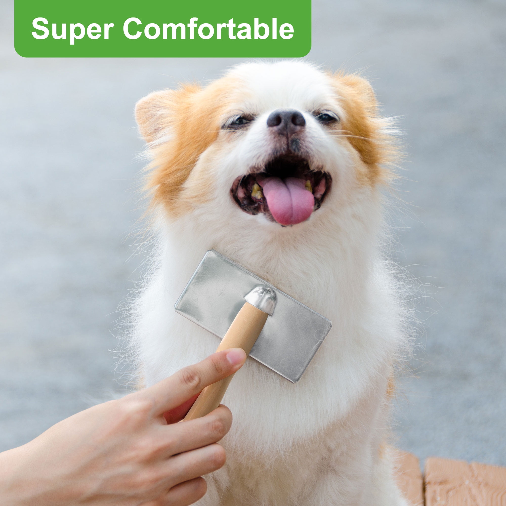 Unique Bargains 1PC Self Cleaning Dog Slicker Brush Pet Hair Brush with Handle