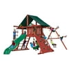 Gorilla Playsets Sun Climber I Wooden Swing Set with Sunbrella® Canvas Canopy, Rock Climbing Wall, and Tire Swing