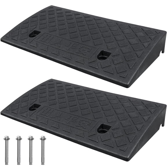 2-Pack Heavy Duty Plastic Curb Ramps, Portable Threshold Ramps for Driveway, Loading Dock, Sidewalk – Supports Up to 3000 lbs, Non-Slip Surface for Cars, Wheelchairs, Scooters, Motorcycles
