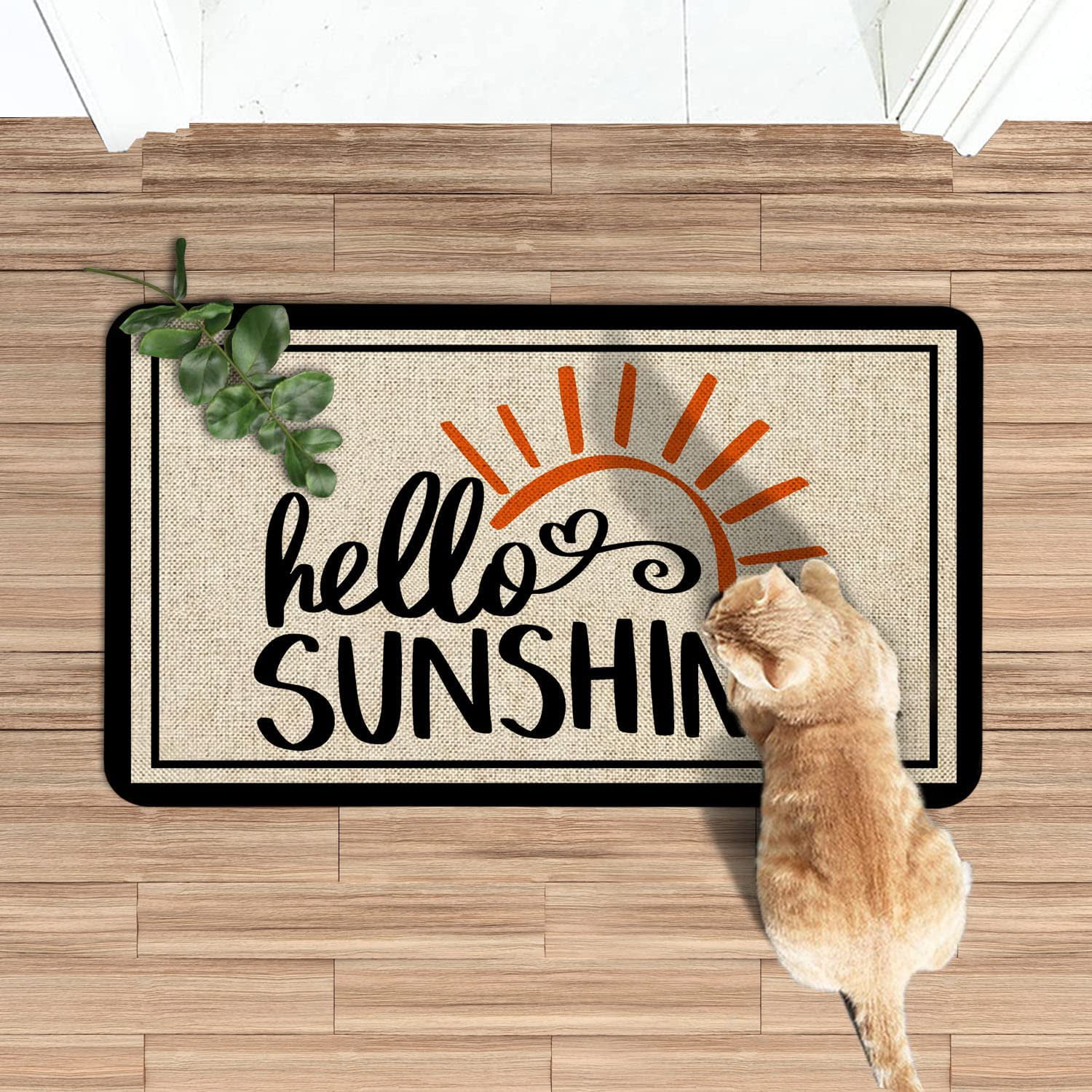 Eikunn Hello Sunshine Summer Door Mat, Welcome Doormat for Entrance Indoor/Outdoor, Non-Slip Machine Washable Floor Mats for Patio Entry & Mudroom Seasonal