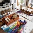 thumbnail image 2 of Rainbow Soccer Washable Area Rug 6 x 9 ft Abstract Paint Trails Artistic Multicolor Fluid Art Ball , Soft Non Slip Rugs Stain Repellent Indoor Felt Carpet for Living Dining Room Bedroom Home Office, 2 of 9