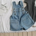 thumbnail image 2 of Summer New Girls Fashion Casual Denim Strap Pants Baby Toddler Kids Double-breasted Solid-color Jean Strap Shorts, 2 of 6