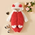 thumbnail image 2 of Rovga Baby Girls Clothes Toddler Love Prints Jumpsuit Winter Round Neck Long Sleeve Romper School Casual Girl Clothings Red 9-12 Months, 2 of 6
