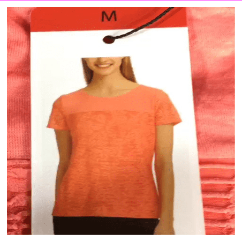 Photo 1 of CALVIN KLEIN Women's Stretch Textured Tee / Top Relaxed Fit Coral Size Medium