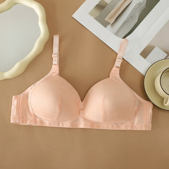 HOMBOM Everyday Womens Bras Soft Cup Bralette Unlined Brassiere Pink Spaghetti Straps Wireless Basic Bras 38C