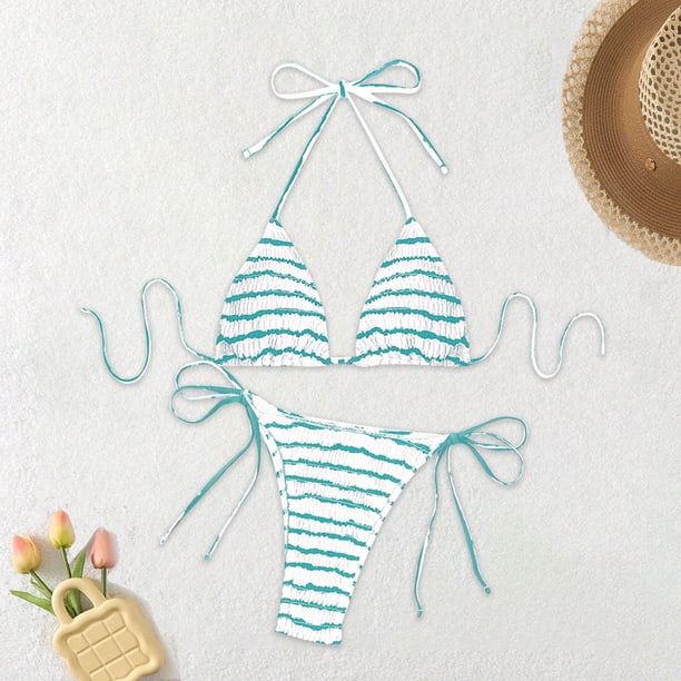 Trajes de baño Amzcrzy Tankini para mujer, trajes de baño, trajes de baño, bikini con control de abdomen, bikini cómodo de moda para mujer, traje de baño de color liso, conjuntos de bikinis verde, M