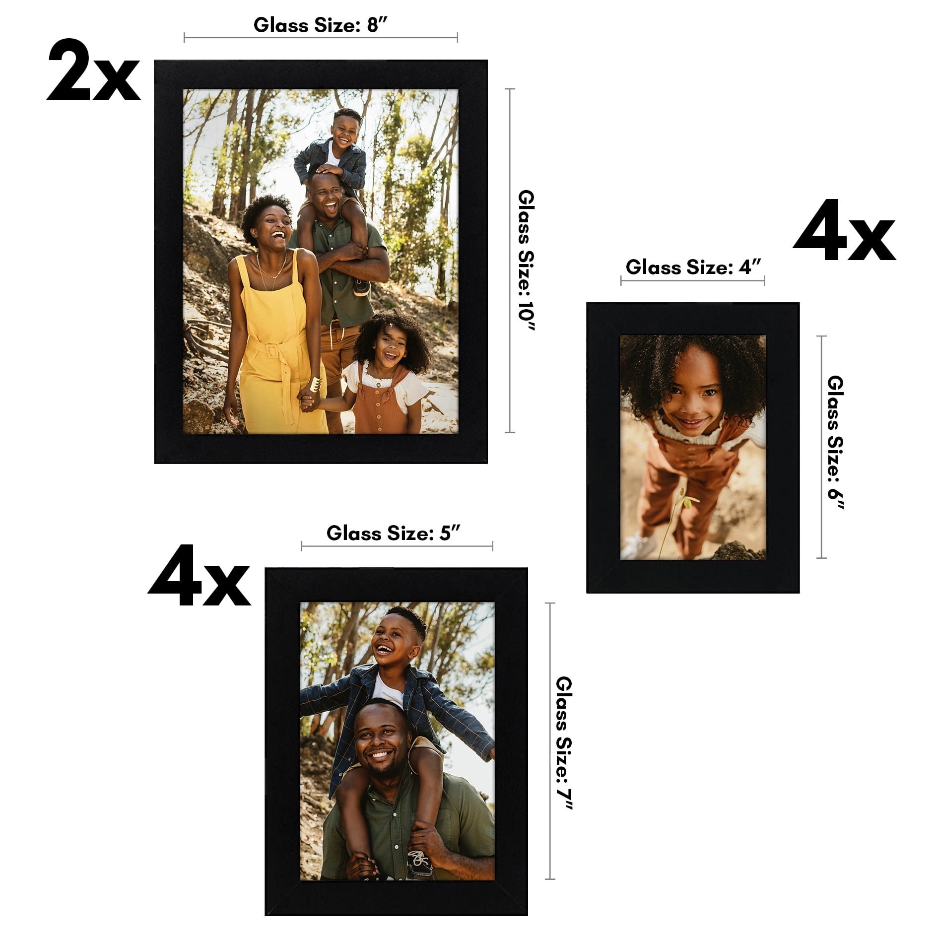 Americanflat Set of 10 Picture Frame with Shatter-Resistant Glass 10 Pack 8x10, 5x7, 4x6 Gallery Wall - Black