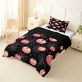 thumbnail image 2 of Homewish Gothic Halloween Pumpkin Twin Comforter Sets,Spider Web Print Bedding Set,Black Blush Pink,Black Reversible,2pcs,1 Comforter and 1 Pillowcase, 2 of 7