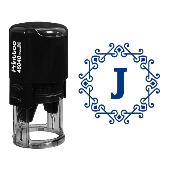 Printtoo R-40 Self Inking Alphabet J Monogram Octagon Celtic Swirl Frame Rubber Stamp Office Stationary-Blue