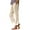 01# Khaki, variant on HKYNLAG Cotton Linen Pants Women Summer Boho Dressy Casual Straight Leg Capri Pants Elastic Waist Beach Trousers with Pockets Blue 6XL