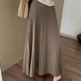 thumbnail image 6 of Women'S Winter Knitted Pleated Midi Skirt A-Line Flared Casual Warm Thermal Long Skirt With High Waist Skirts For Women, 6 of 6