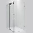 thumbnail image 2 of Vinnova Villena 52" W x 78" H Single Sliding Frameless Glass Shower Enclosure Nickel, 2 of 13