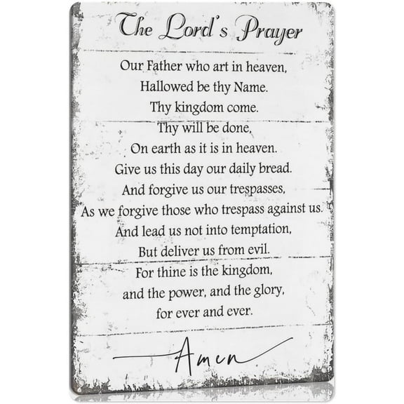 The Lords Prayer Wall Art Our Father Prayer Wall Decor Metal Sign Christian Gifts for Women Men Scripture Bible Verse Religious Poster for Office Bedroom 8x12 Inch