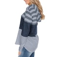thumbnail image 2 of Sudadera holgada gris para mujer con mangas largas suaves para uso diario, universitario o de citas Sudadera con capucha a rayas, 2 of 6