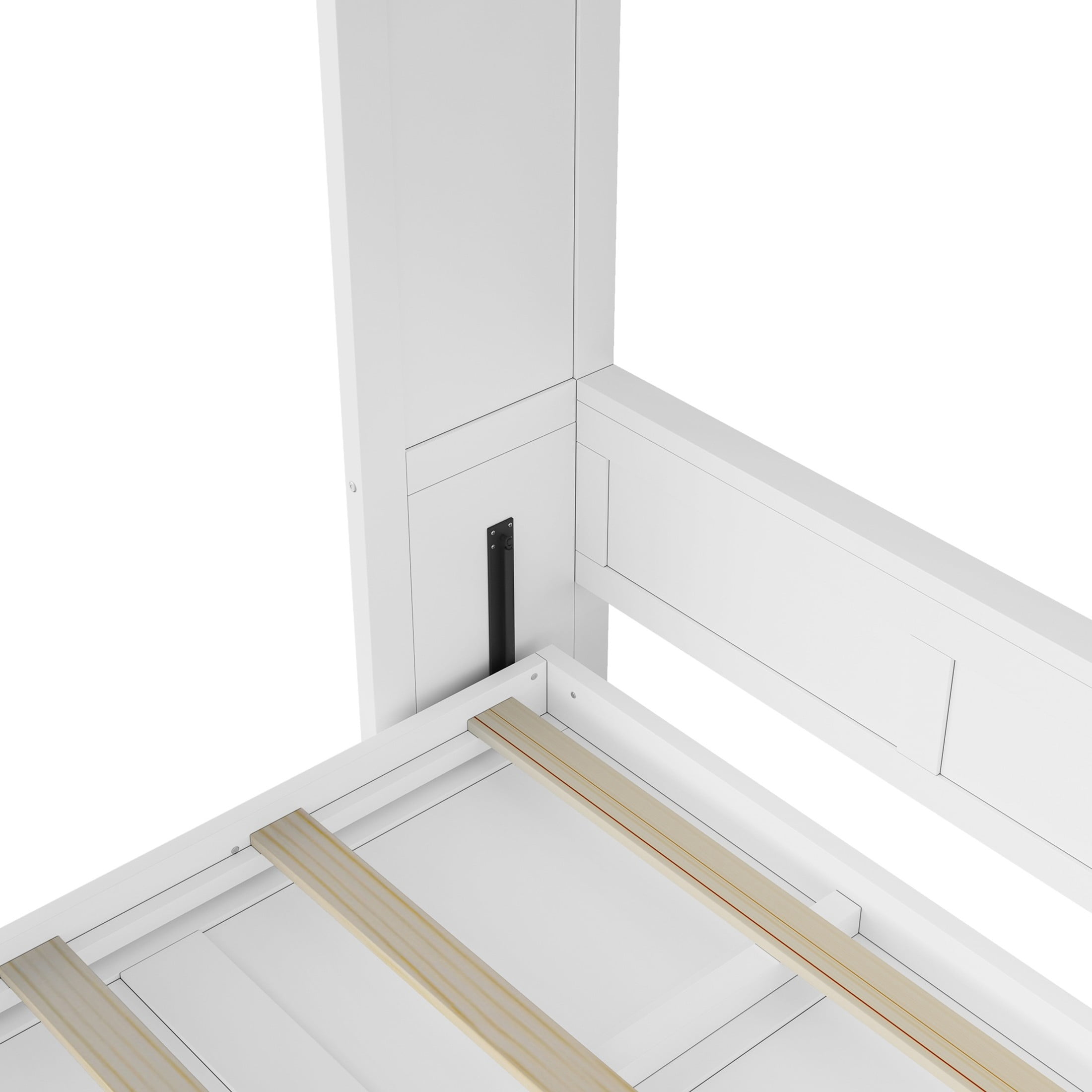 Noble House Bravella Twin Size Murphy Bed, Foldable Hidden Wall Bed Cabinet with Slat Support, Space Saving, White