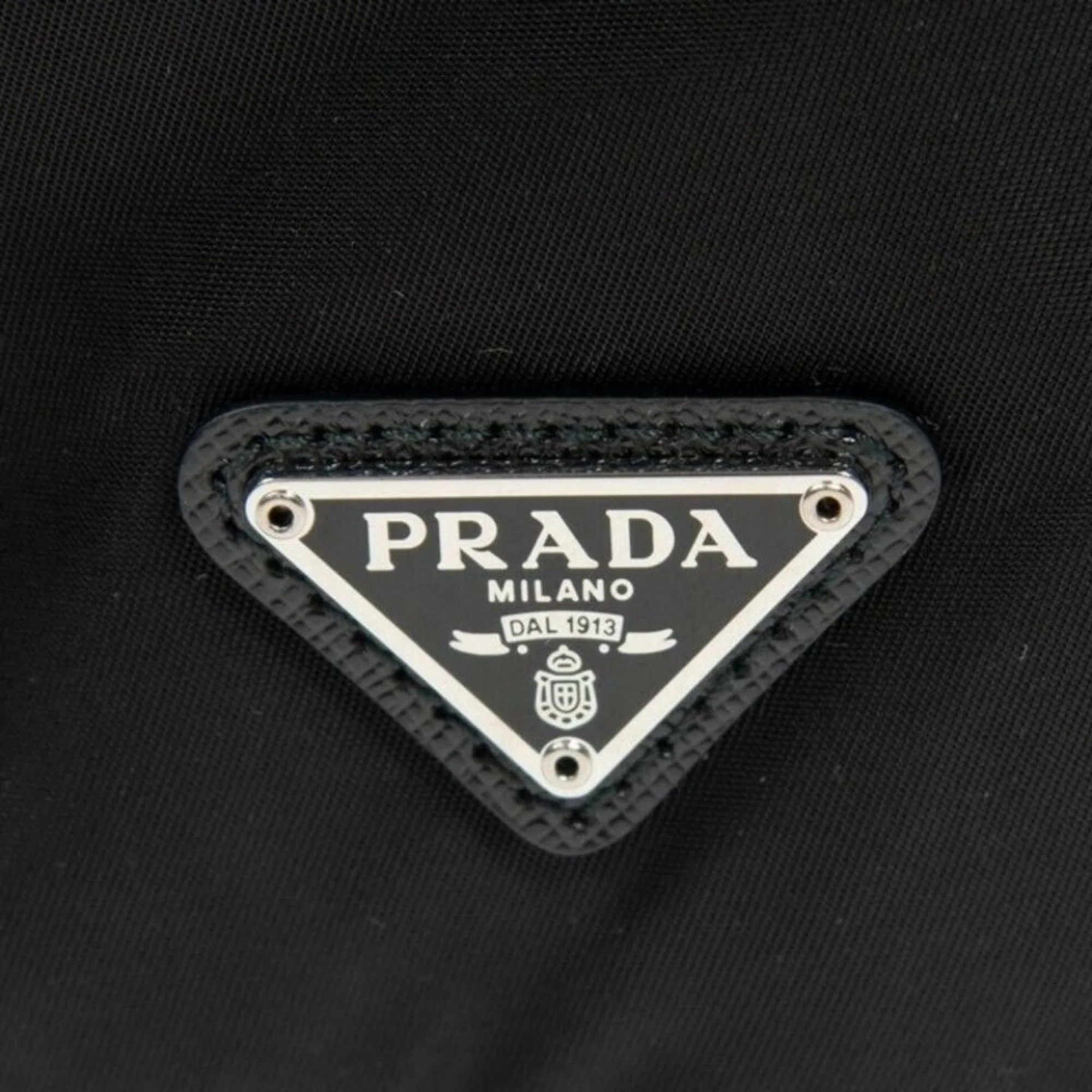 Prada Black Tessuto Nylon Triangle Logo Drawstring Bucket