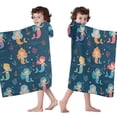 thumbnail image 4 of Dark Blue Mermaid Pattern Hooded Bath Towel，60"x35" for Ages 3 To 12 Kids, Quick Dry Lightweight Soft Microfiber Hood Beach Towel Cover Up for Kids, 4 of 7