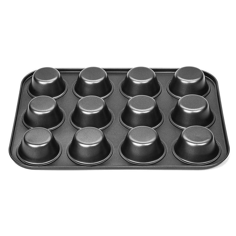 4 Cup Muffin Pan Mold - Non-Stick Cupcake Baking Tray/Tin - Carbon Steel  Cake Mould For home, cafe bar and restaurant (Black)