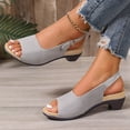 thumbnail image 5 of Gpaecead Women Vintage One Strap Chunky Slingback Sandals Open Toe Adjustable Shoes Spring Summer ,Gray, 5 of 8