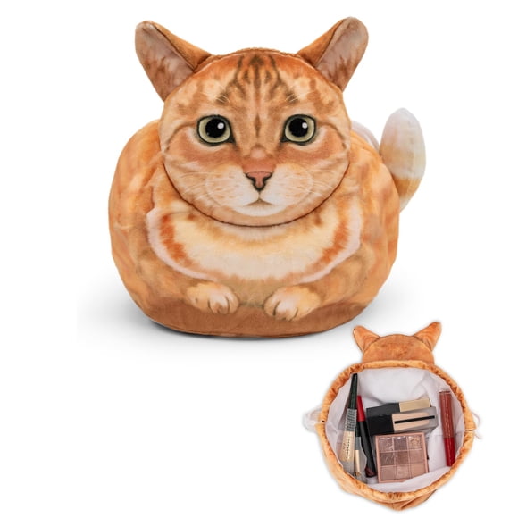 Bolsa de maquillaje GKIOYRO Organizadora de viaje con diseño de gato naranja con cordón