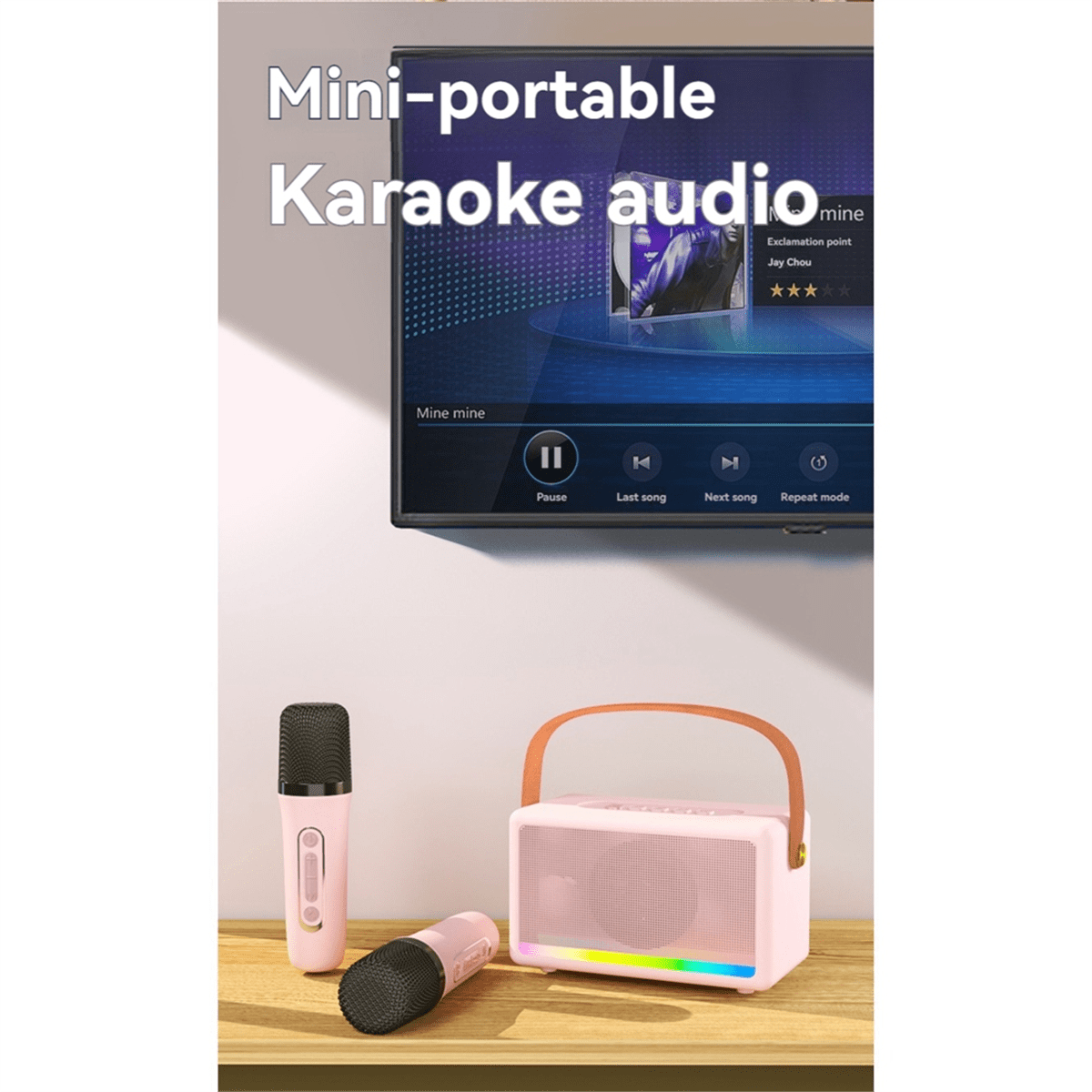 Karaoke Machine for Kids Adults Mini Portable Bluetooth Karaoke Speaker with Wireless Microphone LED Light for Banquet,A