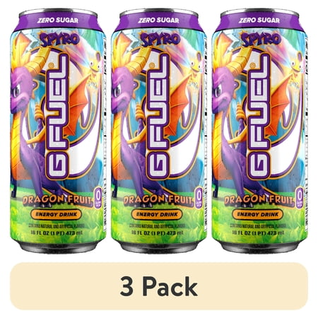 (3 pack) G Fuel Spyro The Dragon fruit Energy Drink, 16 Oz Can